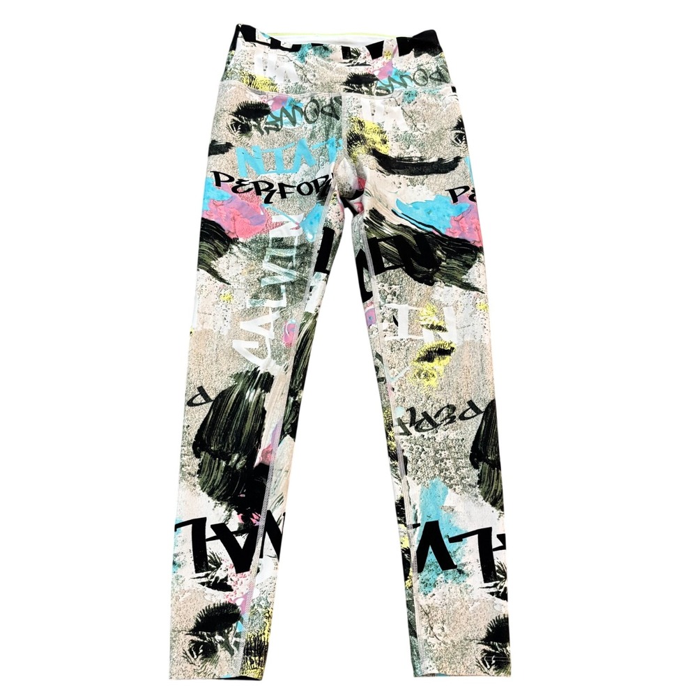 Calvin Klein Performance Graffiti Abstract Print Leggings Womens‎ XS Multicolor